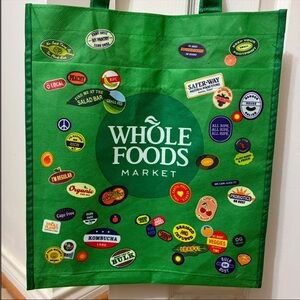 Whole Foods Market sticker label Green Tote Bag